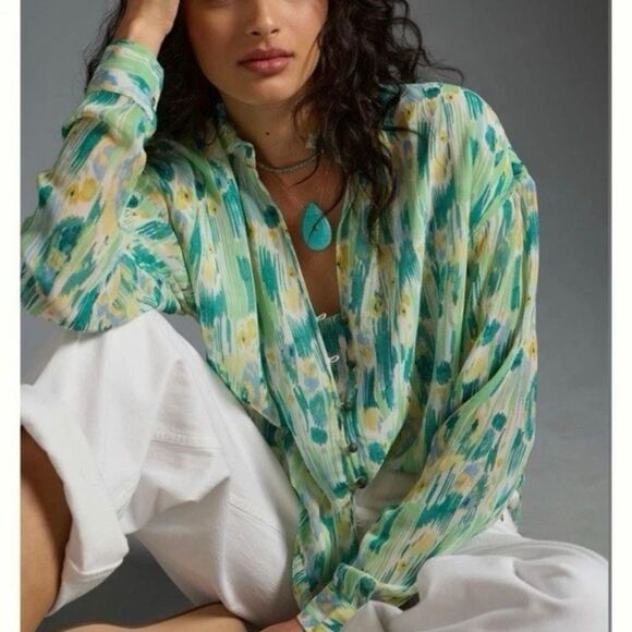 Pilcro and the Letterpress | Tavi Button Down Long Sleeve Blouse size medium - Picture 1 of 5